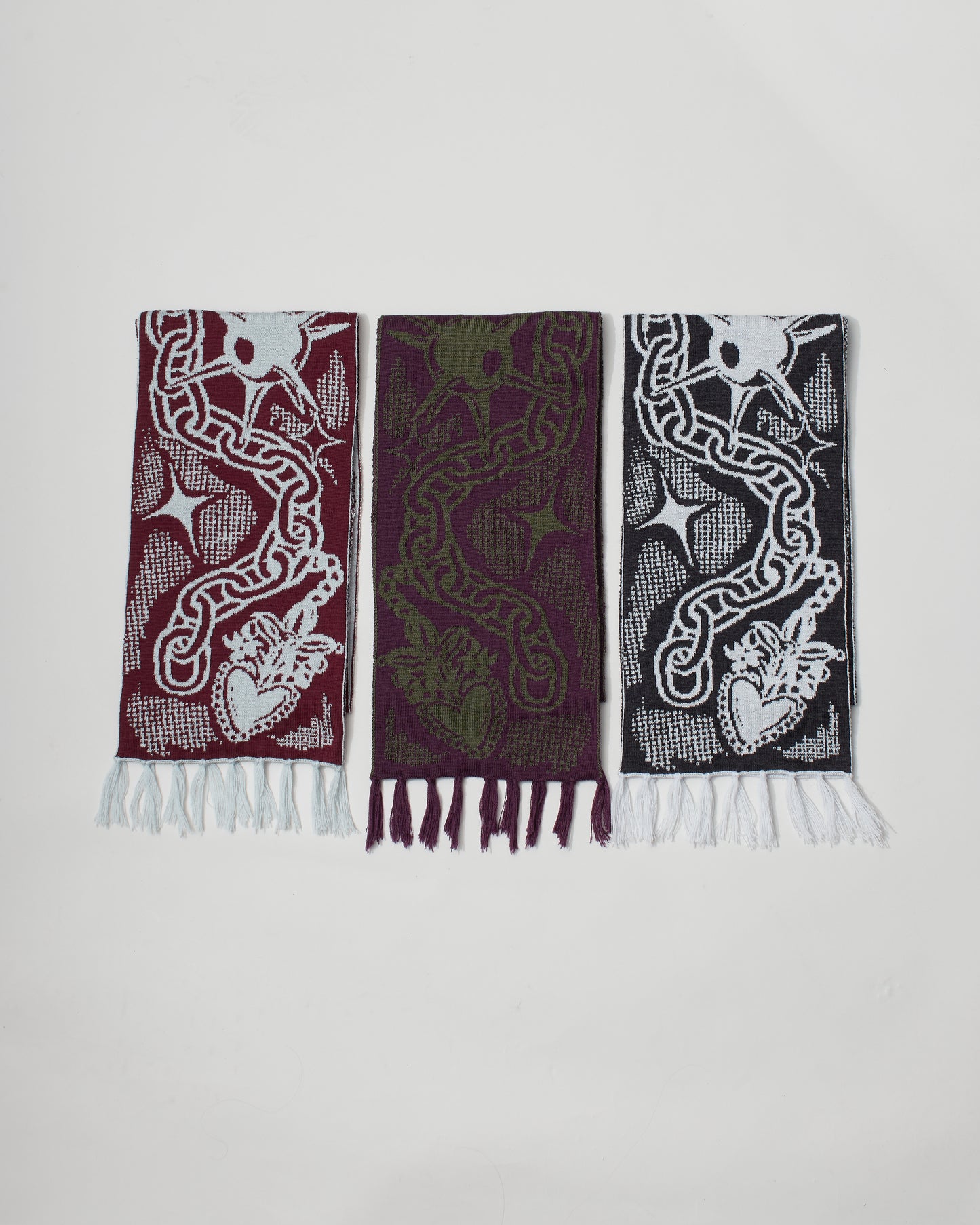 Medieval Trinket Scarf - Ice Blue and Burgundy