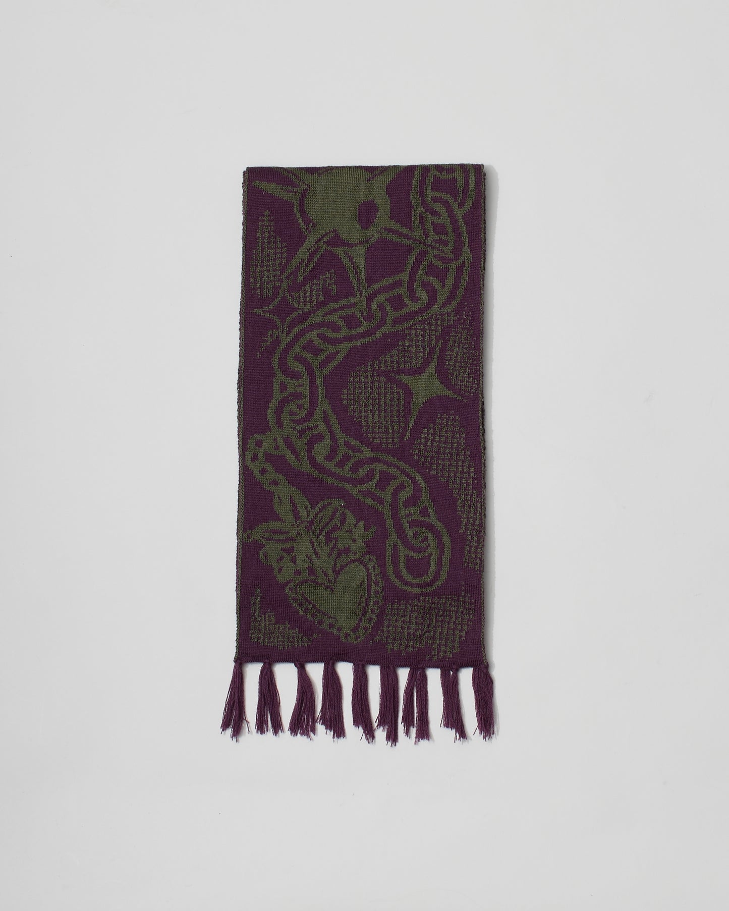 Medieval Trinket Scarf - Olive and Aubergine