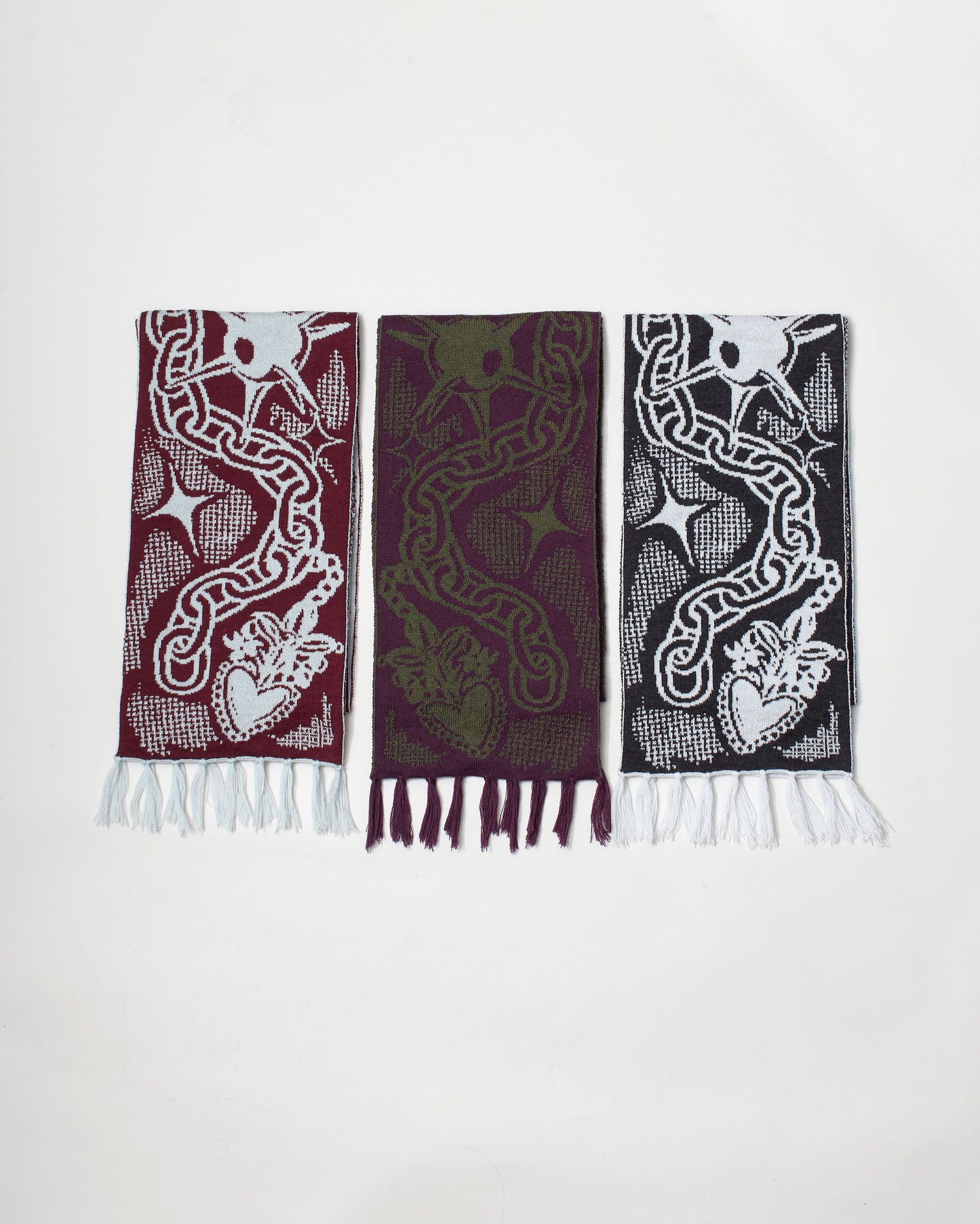 Medieval Trinket Scarf - Olive and Aubergine