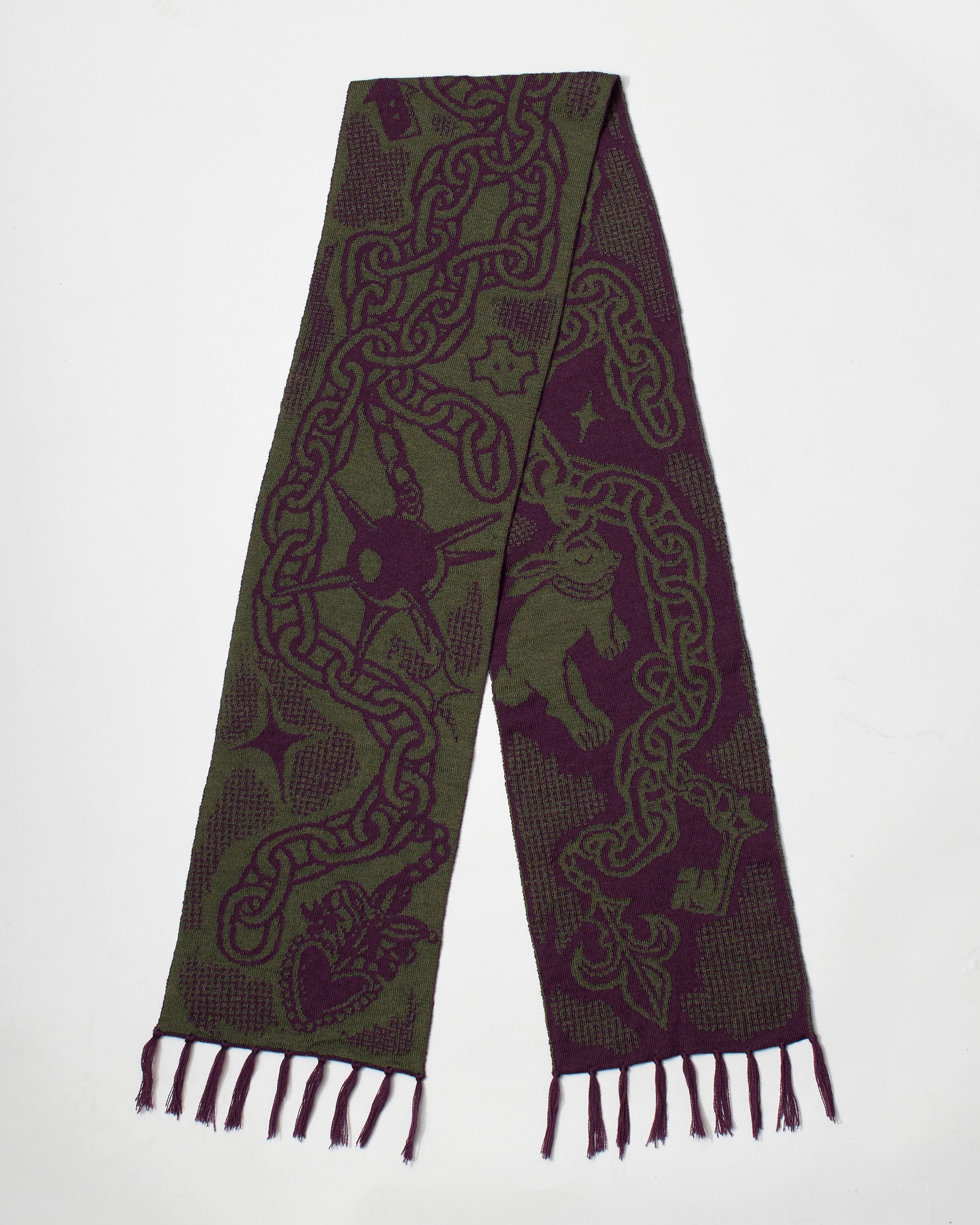 Medieval Trinket Scarf - Olive and Aubergine – Katya Lena