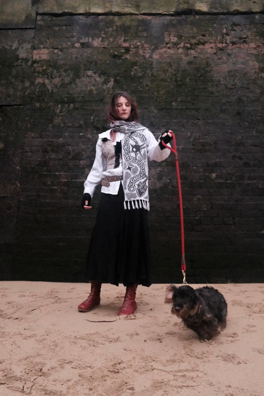 Medieval Trinket Scarf - Silver and Smoke Grey