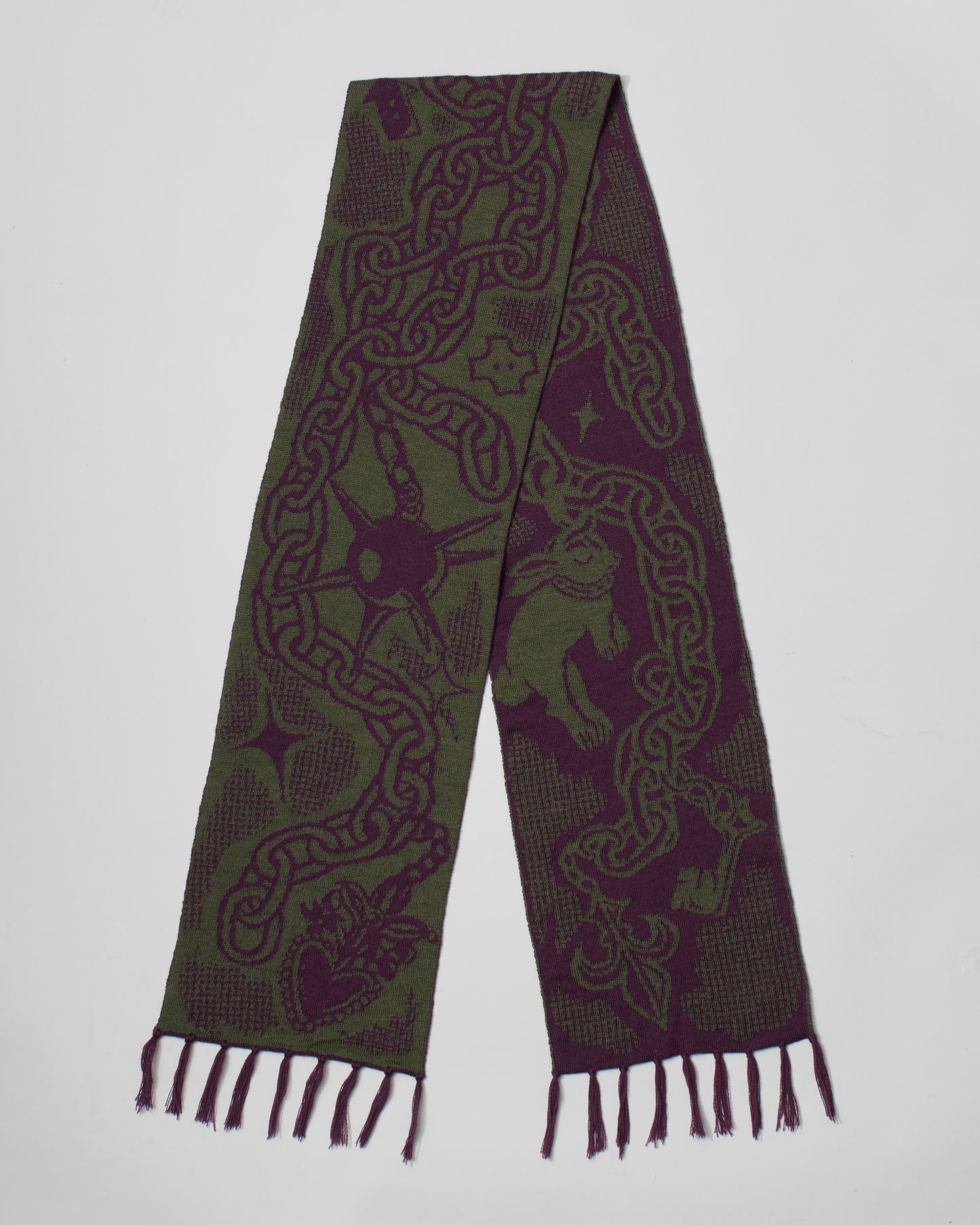 Medieval Trinket Scarf - Olive and Aubergine
