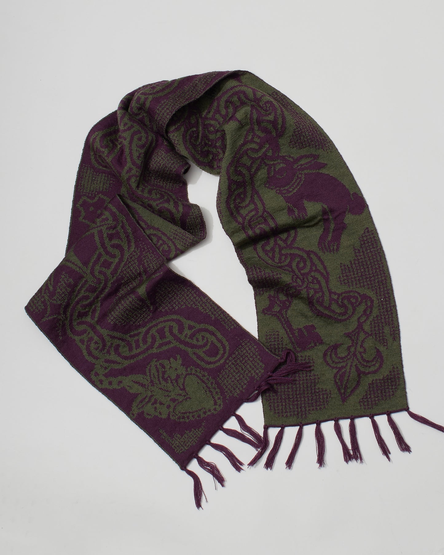 Medieval Trinket Scarf - Olive and Aubergine