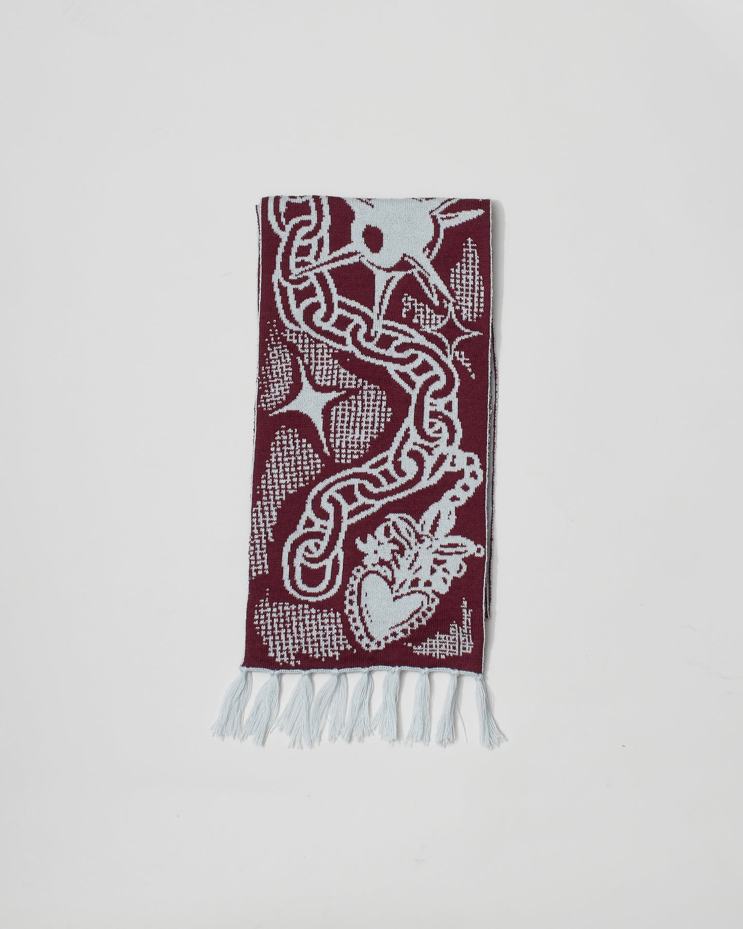 Medieval Trinket Scarf - Ice Blue and Burgundy
