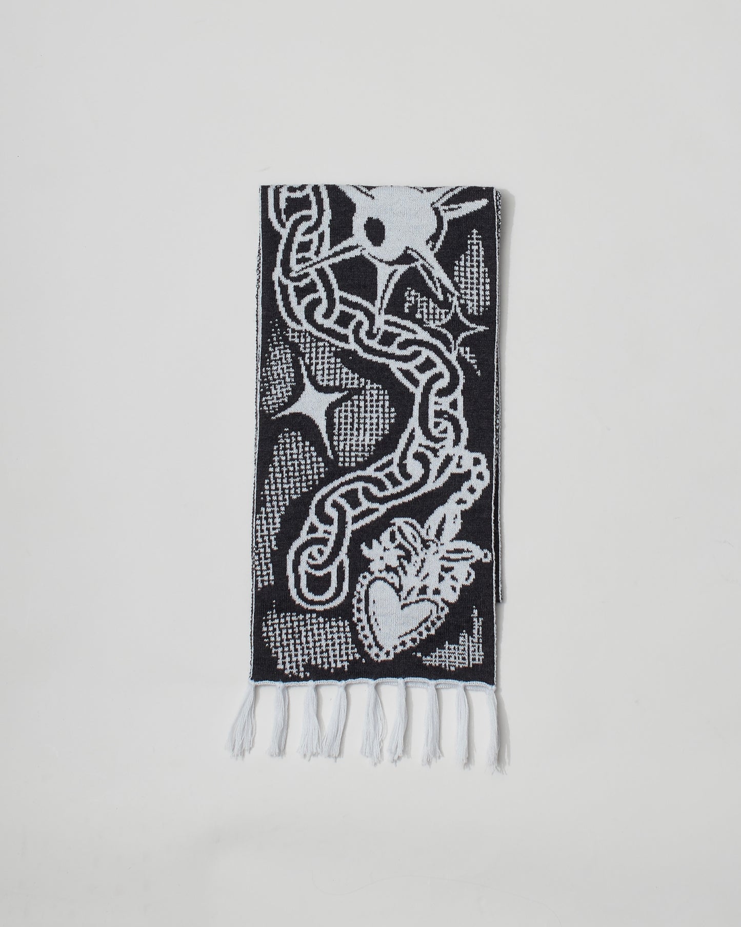 Medieval Trinket Scarf - Silver and Smoke Grey