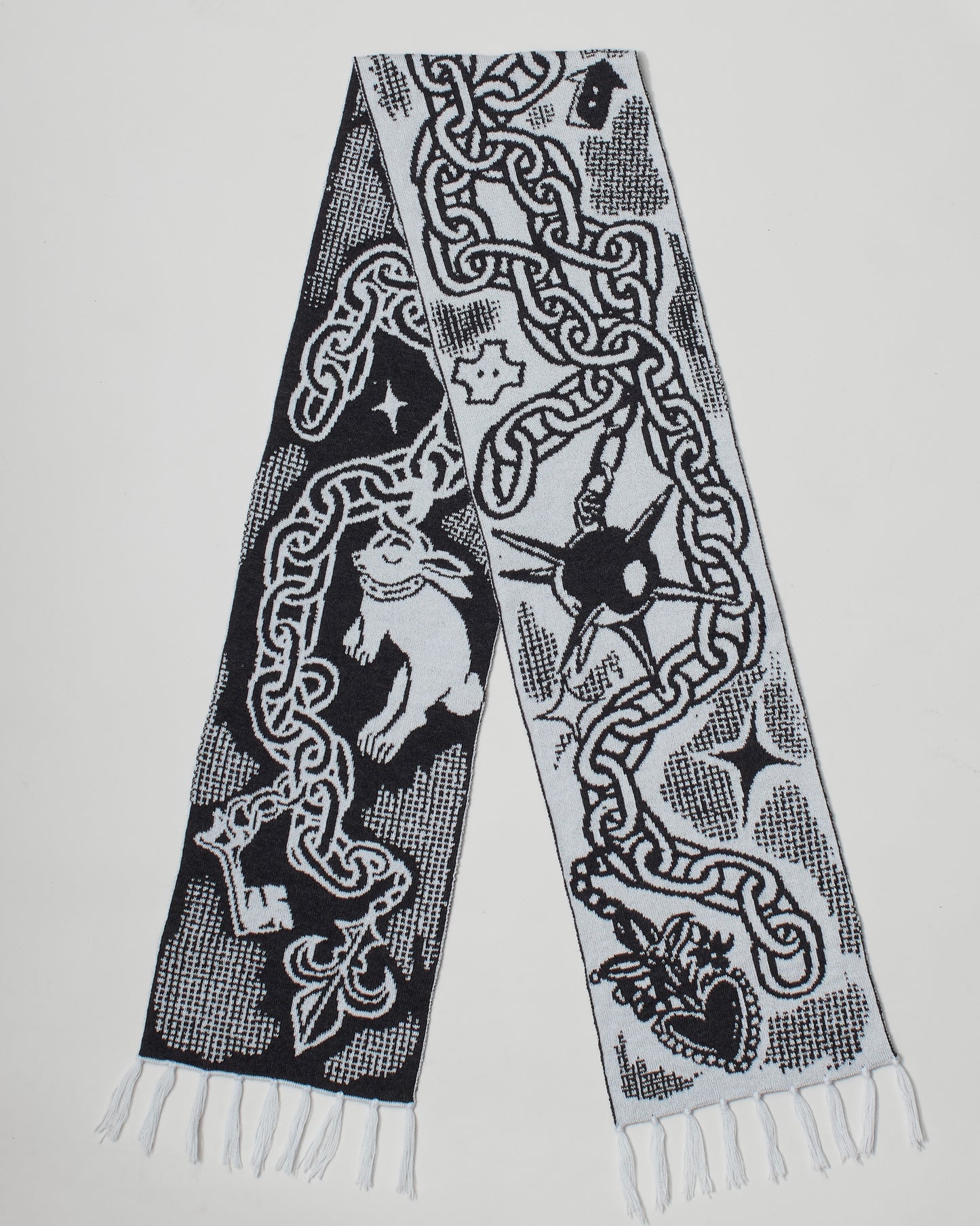 Medieval Trinket Scarf - Silver and Smoke Grey