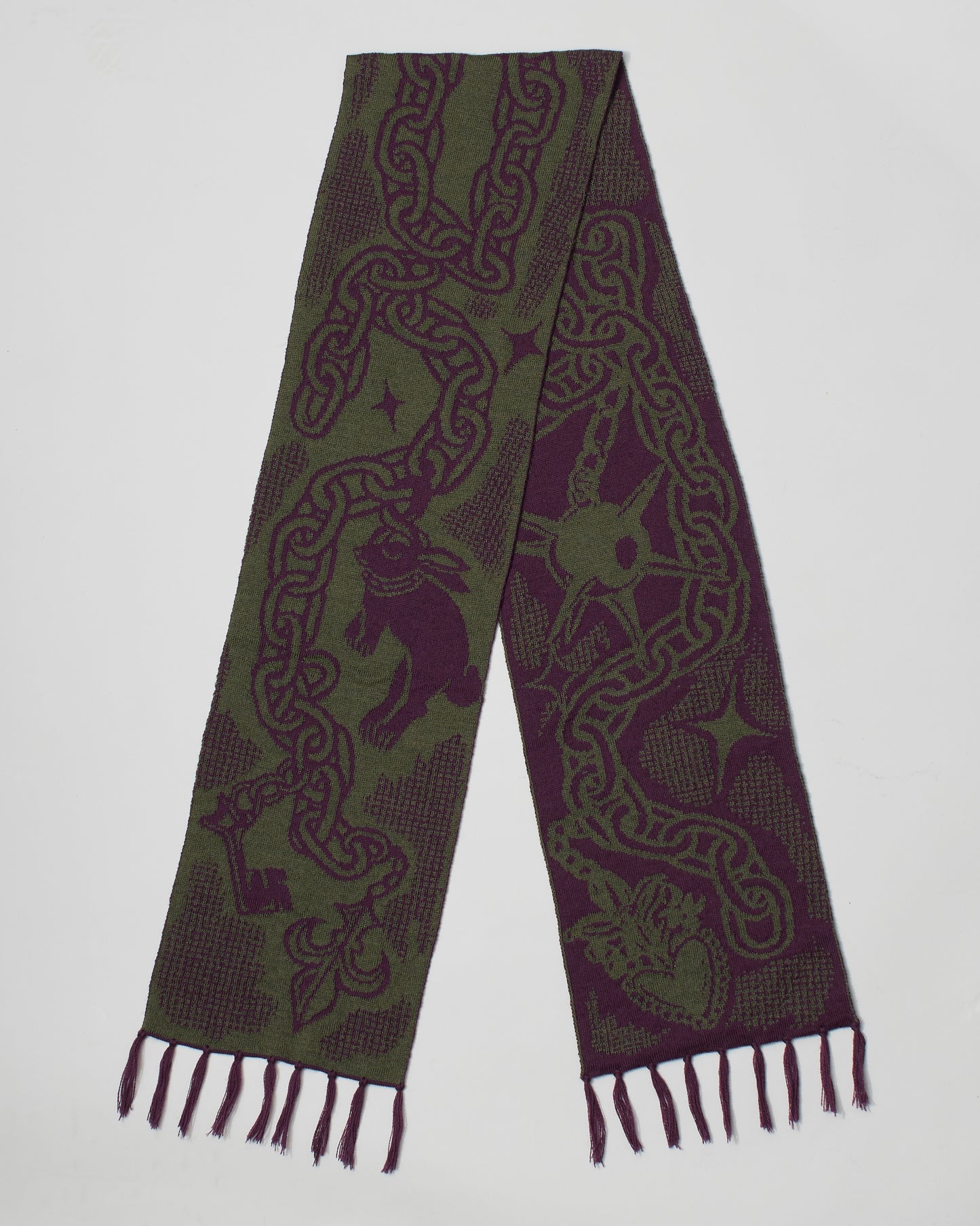 Medieval Trinket Scarf - Olive and Aubergine