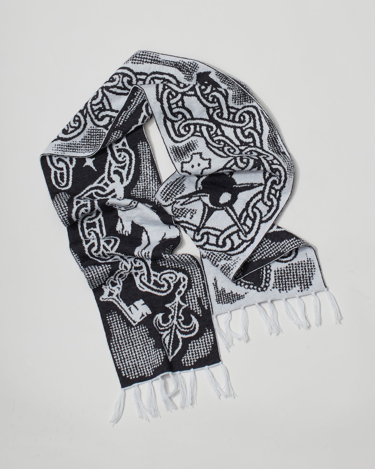 Medieval Trinket Scarf - Silver and Smoke Grey