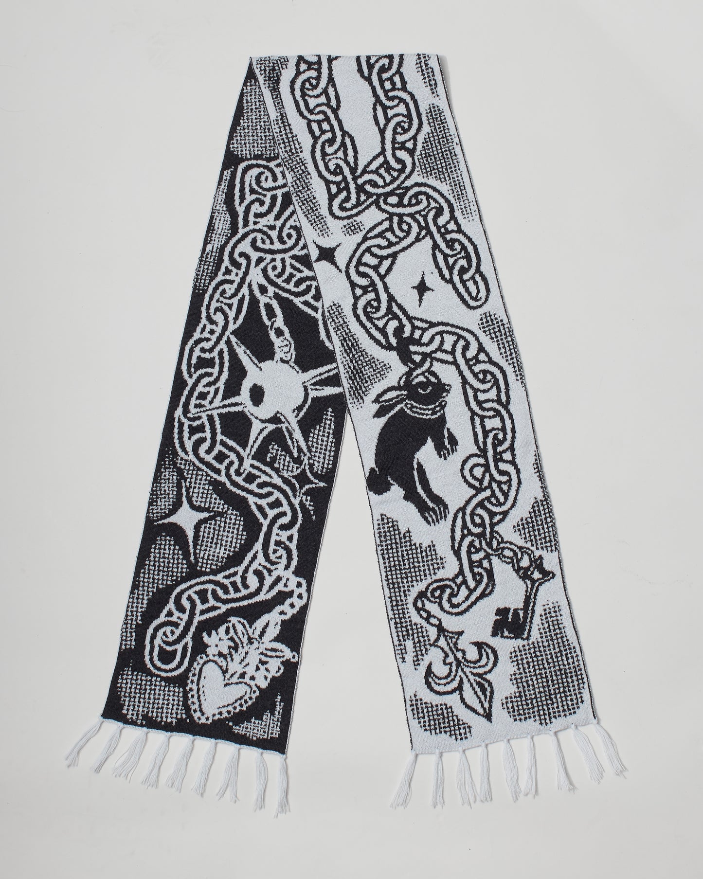 Medieval Trinket Scarf - Silver and Smoke Grey
