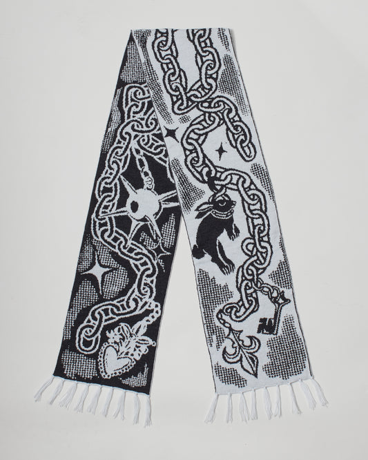 Medieval Trinket Scarf - Silver and Smoke Grey