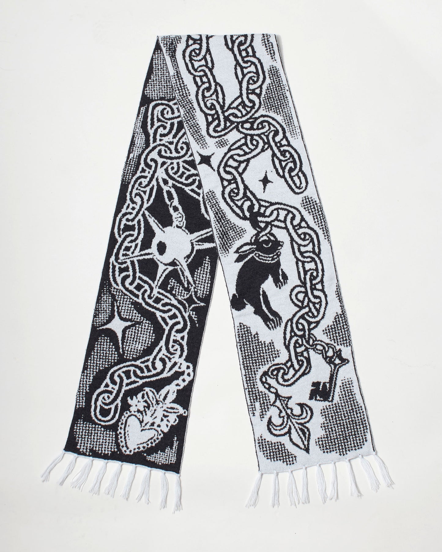 Medieval Trinket Scarf - Silver and Smoke Grey