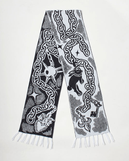 Medieval Trinket Scarf - Silver and Smoke Grey