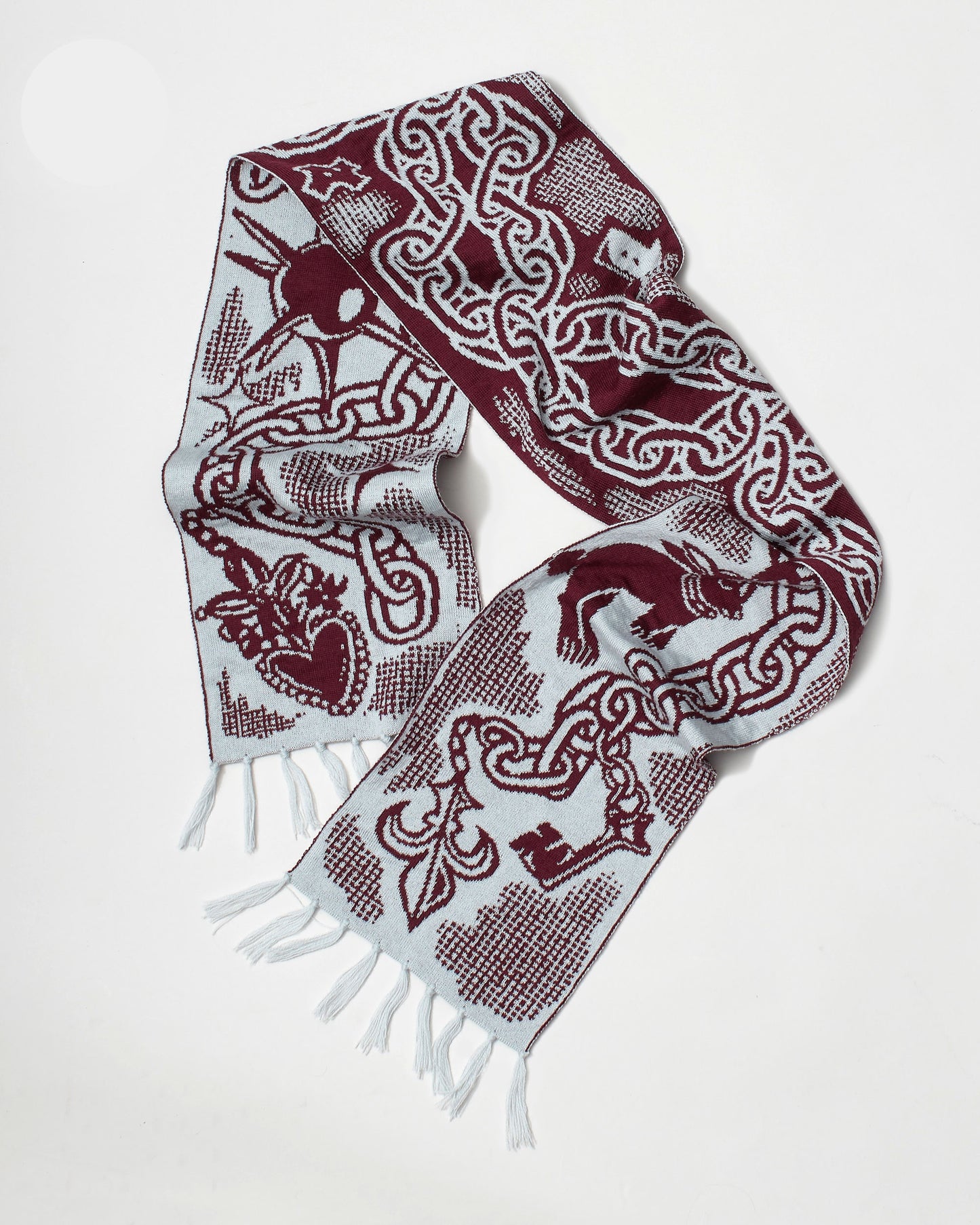 Medieval Trinket Scarf - Ice Blue and Burgundy