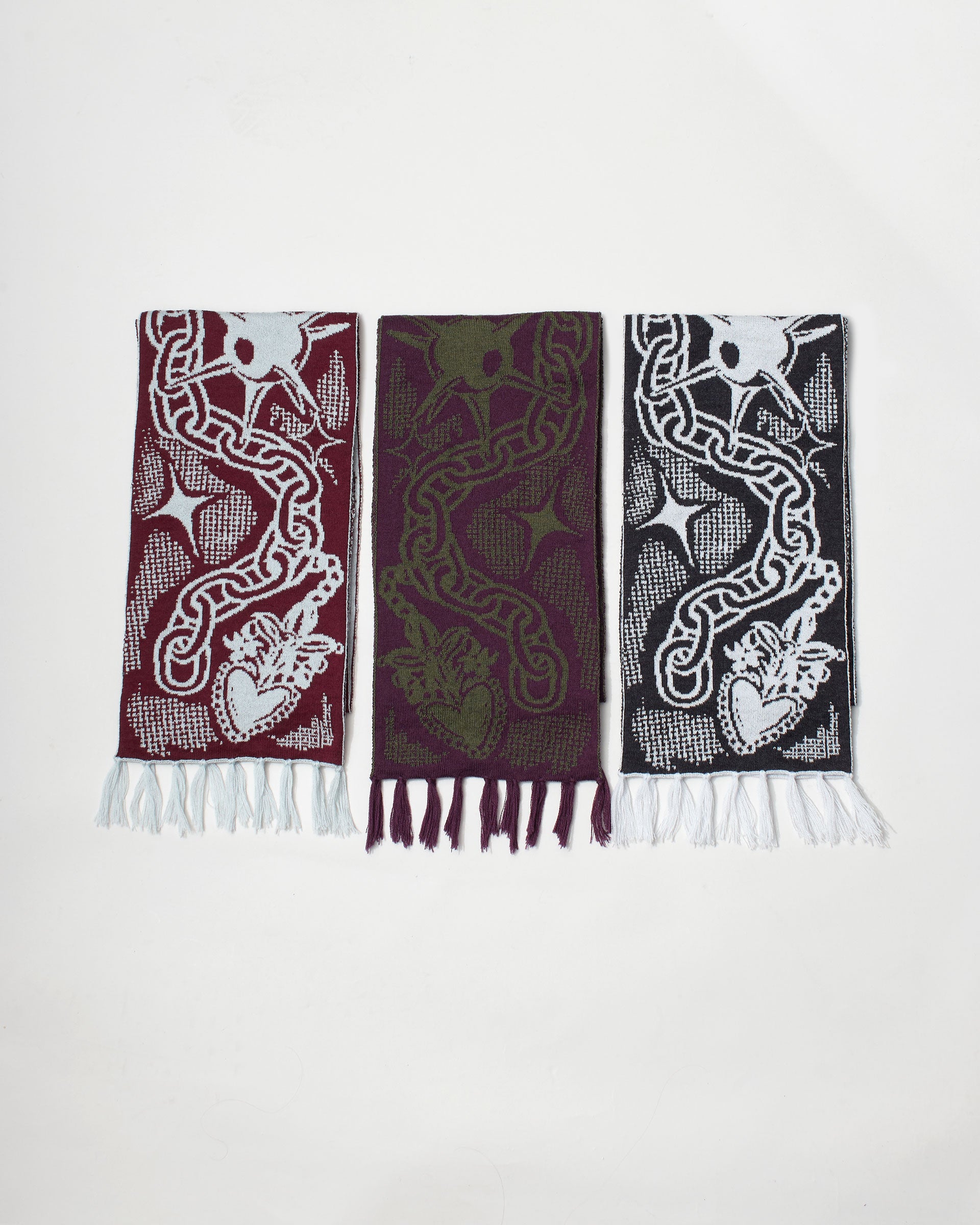 Medieval Trinket Scarf - Olive and Aubergine – Katya Lena