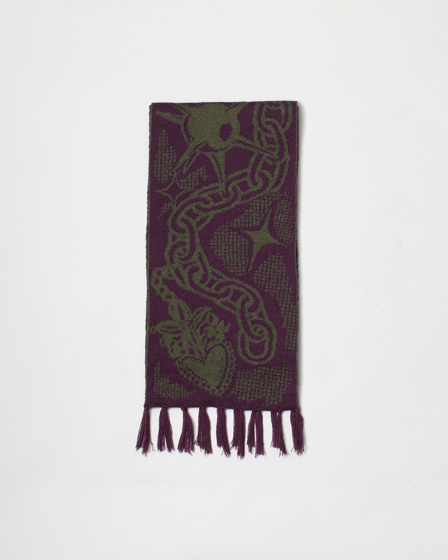 Medieval Trinket Scarf - Olive and Aubergine